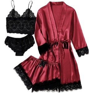 image:imageLYANER Womens Silk Satin Sexy Pajamas SetPure Wine Red