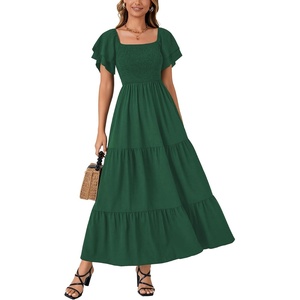 image:imageLYANER Womens Square Neck Midi DressDark Green