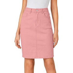 image:imageLYANER Womens Stretch High Waist Denim SkirtLight Pink