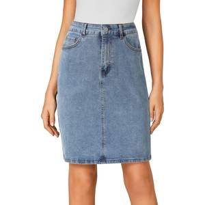 image:imageLYANER Womens Stretch High Waist Denim SkirtPure Light Blue