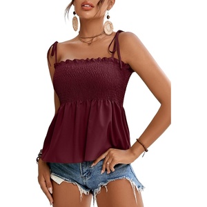 image:imageLYANER Womens Tie Shoulder Cute Cami BlouseDark Red