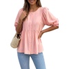 image:imageLYANER Womens Button Down Casual Peplum TopsPink