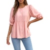 image:imageLYANER Womens Button Down Casual Peplum TopsPink