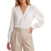 image:imageLYANER Womens Button Down V Neck Blouse TopsWhite