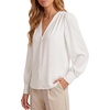 image:imageLYANER Womens Button Down V Neck Blouse TopsWhite