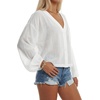 image:imageLYANER Womens Button Down V Neck Crop TopWhite