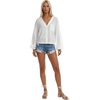 image:imageLYANER Womens Button Down V Neck Crop TopWhite