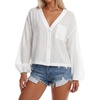 image:imageLYANER Womens Button Down V Neck Crop TopWhite