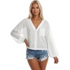 image:imageLYANER Womens Button Down V Neck Crop TopWhite