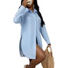 image:imageLYANER Womens Collar Neck Sexy BlouseStriped Blue