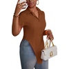 image:imageLYANER Womens Collar V Neck Y2k TopsBrown