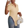 image:imageLYANER Womens Collar V Neck Y2k TopsCreamy Apricot