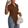 image:imageLYANER Womens Collar V Neck Y2k TopsDark Brown