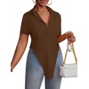 image:imageLYANER Womens Collar V Neck Y2k TopsDark Brown