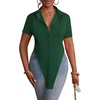 image:imageLYANER Womens Collar V Neck Y2k TopsDark Green