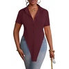 image:imageLYANER Womens Collar V Neck Y2k TopsDark Red