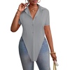 image:imageLYANER Womens Collar V Neck Y2k TopsGray