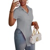 image:imageLYANER Womens Collar V Neck Y2k TopsGray