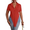 image:imageLYANER Womens Collar V Neck Y2k TopsRed