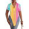 image:imageLYANER Womens Collar V Neck Y2k TopsRose Green Yellow Stripes