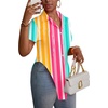 image:imageLYANER Womens Collar V Neck Y2k TopsRose Green Yellow Stripes