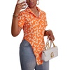 image:imageLYANER Womens Collar V Neck Y2k TopsScroll Pattern Orange