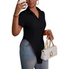 image:imageLYANER Womens Collar V Neck Y2k TopsSolid Black