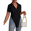 image:imageLYANER Womens Collar V Neck Y2k TopsSolid Black