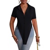 image:imageLYANER Womens Collar V Neck Y2k TopsSolid Black