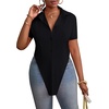 image:imageLYANER Womens Collar V Neck Y2k TopsSolid Black