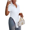 image:imageLYANER Womens Collar V Neck Y2k TopsSolid White