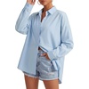 image:imageLYANER Womens Collared Neck Button Down ShirtsLight Blue