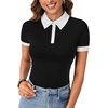 image:imageLYANER Womens Collared Neck Casual Polo ShirtsBlack