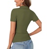 image:imageLYANER Womens Collared Neck Casual Polo ShirtsSolid Army Green