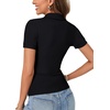 image:imageLYANER Womens Collared Neck Casual Polo ShirtsSolid Black