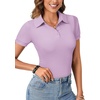 image:imageLYANER Womens Collared Neck Casual Polo ShirtsSolid Light Purple