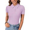 image:imageLYANER Womens Collared Neck Casual Polo ShirtsSolid Light Purple