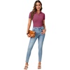 image:imageLYANER Womens Collared Neck Casual Polo ShirtsSolid Marsala