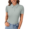 image:imageLYANER Womens Collared Neck Casual Polo ShirtsSolid Pea Green