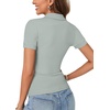 image:imageLYANER Womens Collared Neck Casual Polo ShirtsSolid Pea Green