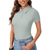 image:imageLYANER Womens Collared Neck Casual Polo ShirtsSolid Pea Green