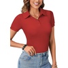 image:imageLYANER Womens Collared Neck Casual Polo ShirtsSolid Red
