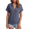 image:imageLYANER Womens Collared V Neck Casual ShirtsNavy Blue