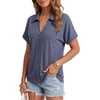 image:imageLYANER Womens Collared V Neck Casual ShirtsNavy Blue