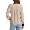 image:imageLYANER Womens Color Block Pleated Casual Blouse TopsBeige