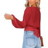image:imageLYANER Womens Deep V Neck Sexy Wrap Crop TopBurgundy