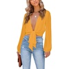 image:imageLYANER Womens Deep V Neck Sexy Wrap Crop TopGinger