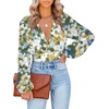 image:imageLYANER Womens Deep V Neck Sexy Wrap Crop TopGreen Print