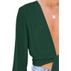 image:imageLYANER Womens Deep V Neck Sexy Wrap Crop TopPure Dark Green
