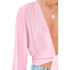 image:imageLYANER Womens Deep V Neck Sexy Wrap Crop TopPure Pink